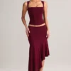 Niva Modal Low-Rise Asymmetric Midaxi Skirt in Wine