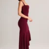 Niva Modal Low-Rise Asymmetric Midaxi Skirt in Wine
