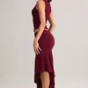 Niva Modal Low-Rise Asymmetric Midaxi Skirt in Wine