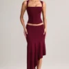 Niva Modal Low-Rise Asymmetric Midaxi Skirt in Wine