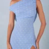 Nivara One-Shoulder Maxi Dress in Blue Polka Dot Print