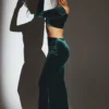 Nixie Velvet Mid-Rise Maxi Skirt in Emerald Green