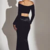 Nixie Velvet Mid-Rise Maxi Skirt in Jet Black