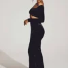 Nixie Velvet Mid-Rise Maxi Skirt in Jet Black