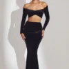 Nixie Velvet Mid-Rise Maxi Skirt in Jet Black