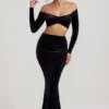 Nixie Velvet Mid-Rise Maxi Skirt in Jet Black