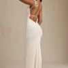 Noelia Textured Jersey Backless Maxi Dress in Ivory