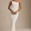 Noelia Textured Jersey Backless Maxi Dress in Ivory