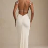 Noelia Textured Jersey Backless Maxi Dress in Ivory