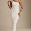 Noelia Textured Jersey Backless Maxi Dress in Ivory