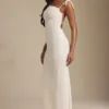Noelia Textured Jersey Backless Maxi Dress in Ivory