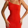 Noelia Textured Jersey Open Back Maxi Dress in Fiery Red