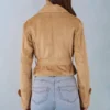 Noelie Faux Suede Cropped Belted Jacket in Tan