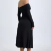 Noelle Modal Off-Shoulder Ruched Midaxi Dress in Black