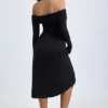 Noelle Modal Off-Shoulder Ruched Midaxi Dress in Black