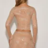 Nolene Embellished Mid-Rise A-Line Mini Skirt in Almond