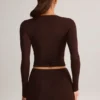 Noor Modal High-Rise Bodycon Mini Shorts in Chocolate Brown
