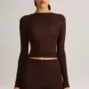 Noor Modal High-Rise Bodycon Mini Shorts in Chocolate Brown