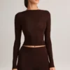 Noor Modal High-Rise Bodycon Mini Shorts in Chocolate Brown