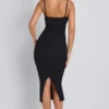 Nora Modal Ruched Layered Midaxi Dress in Black