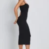 Nora Modal Ruched Layered Midaxi Dress in Black