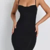 Nora Modal Ruched Layered Midaxi Dress in Black
