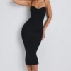 Nora Modal Ruched Layered Midaxi Dress in Black
