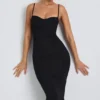 Nora Modal Ruched Layered Midaxi Dress in Black