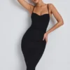 Nora Modal Ruched Layered Midaxi Dress in Black