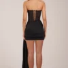 Norah Bandeau Lace-Up Corset Mini Dress  in Black