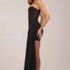 Norah Bandeau Lace-Up Corset Mini Dress  in Black