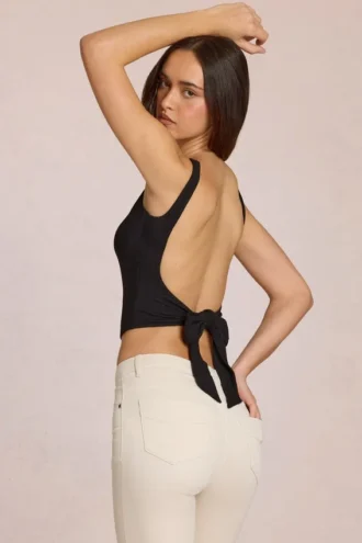 Norelle Modal Tie-Back Top in Black