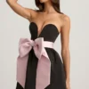 Norina Bow-Detail Corset Mini Dress in Black