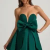 Norina Bow-Detail Corset Mini Dress in Emerald Green