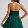 Norina Bow-Detail Corset Mini Dress in Emerald Green