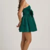 Norina Bow-Detail Corset Mini Dress in Emerald Green