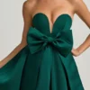 Norina Bow-Detail Corset Mini Dress in Emerald Green