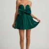 Norina Bow-Detail Corset Mini Dress in Emerald Green