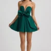 Norina Bow-Detail Corset Mini Dress in Emerald Green