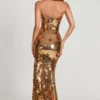 Nottola 3D Embellished Bandeau Maxi Dress in Gold