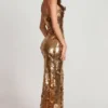 Nottola 3D Embellished Bandeau Maxi Dress in Gold