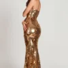 Nottola 3D Embellished Bandeau Maxi Dress in Gold