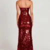 Nottola 3D Embellished Bandeau Maxi Dress in Red