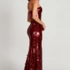Nottola 3D Embellished Bandeau Maxi Dress in Red