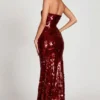 Nottola 3D Embellished Bandeau Maxi Dress in Red