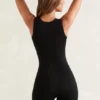 Nova Short Sleeve Square Neck Unitard in Black