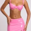 Nyx Vinyl Thigh Split Micro Mini Skirt in Pink