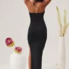 Oceane Cut Out Halter Neck Floor Length Maxi Dress in Black