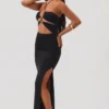 Oceane Cut Out Halter Neck Floor Length Maxi Dress in Black