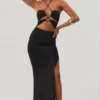 Oceane Cut Out Halter Neck Floor Length Maxi Dress in Black